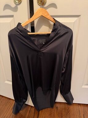Nili Lotan Satin Colette Top - Black